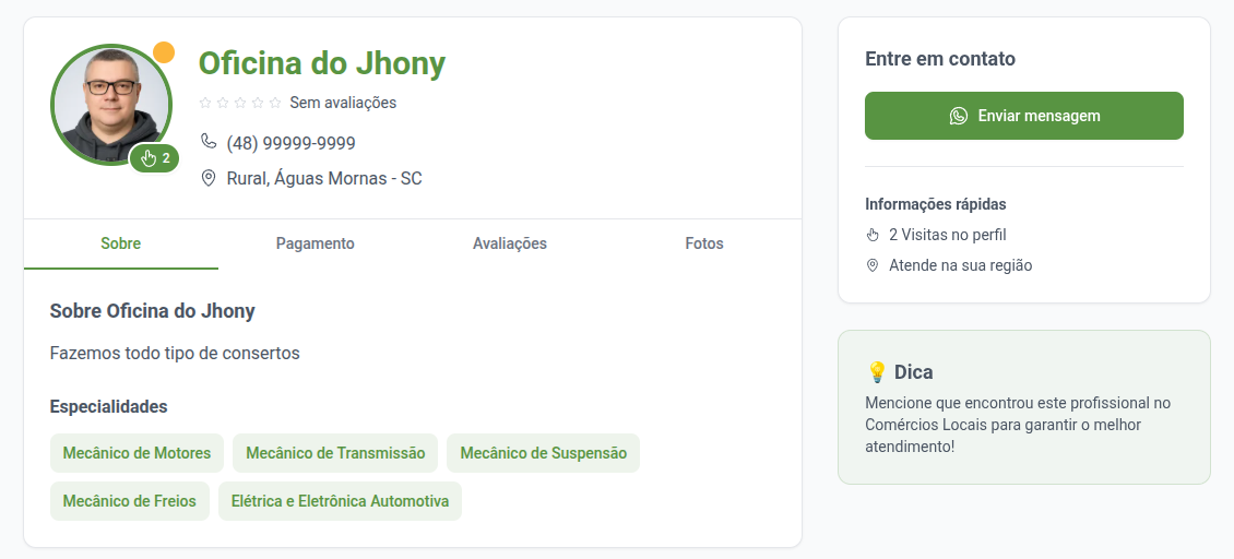 Exemplo de perfil profissional 3